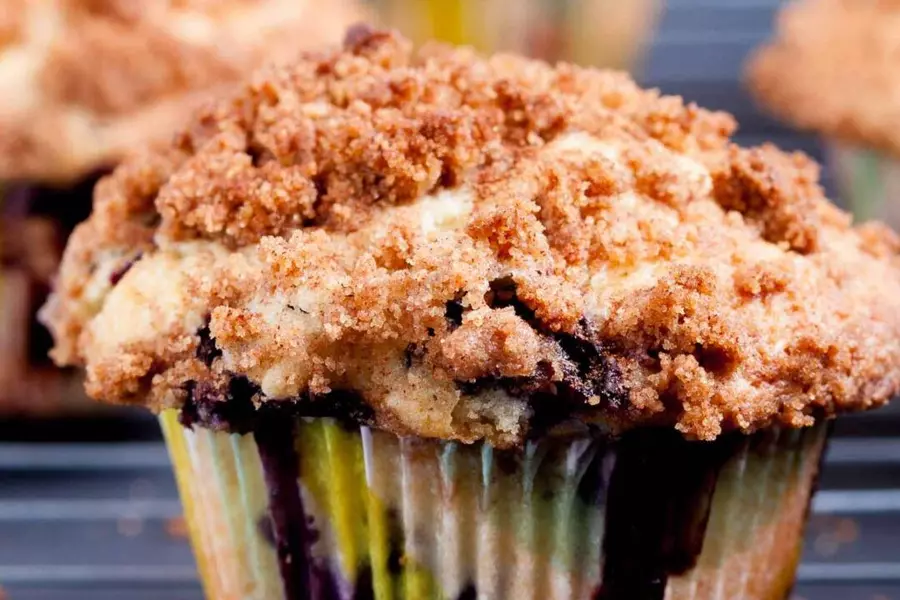 A Delicious Baked Treat: Blueberry Muffins with Streusel Topping