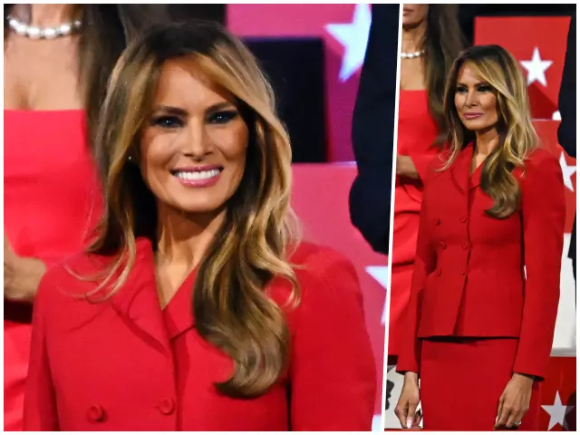 Melania’s Bold Statement: A Red Dior Suit for the Record Books